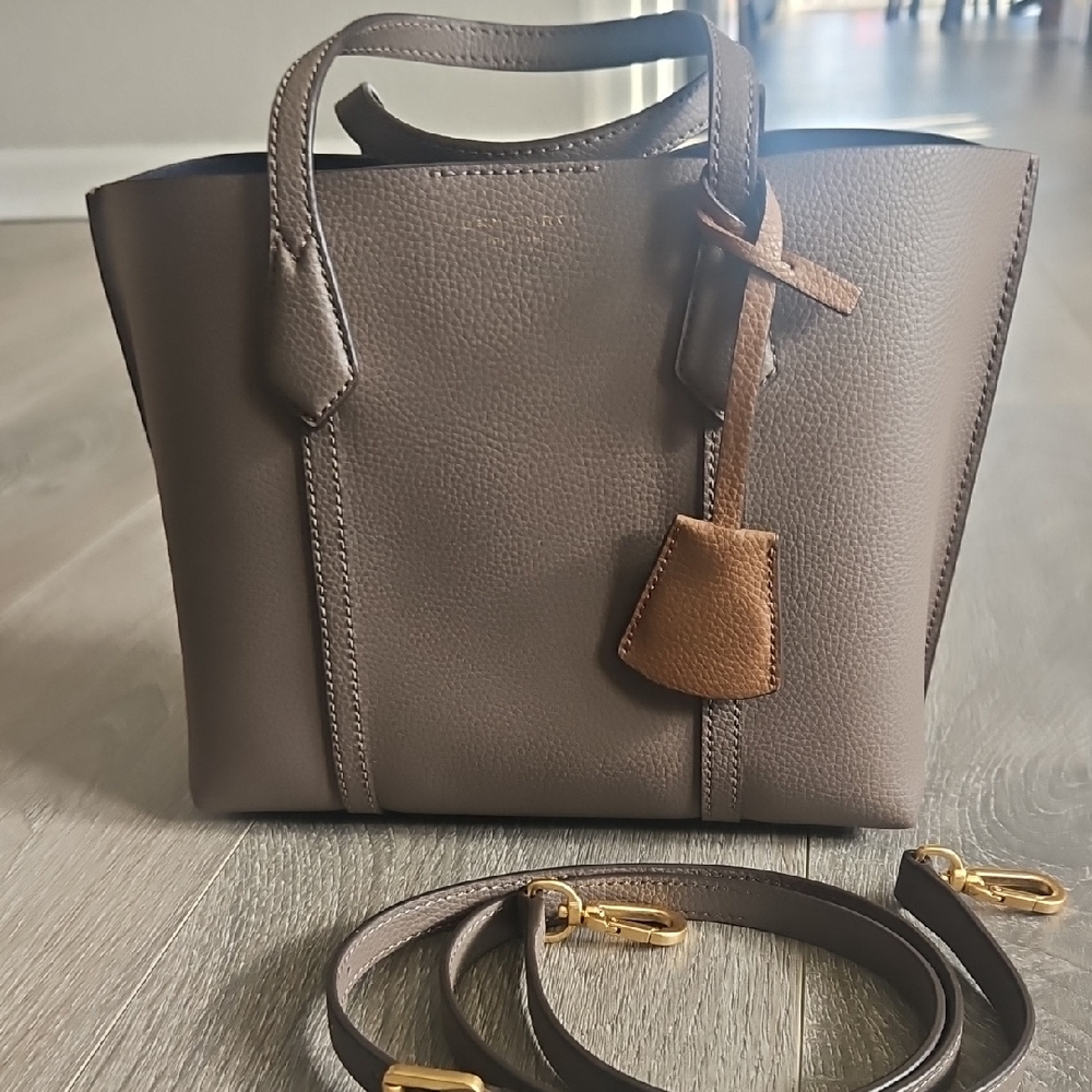 TORY BURCH Perry Small Tote Clam Shell Gray